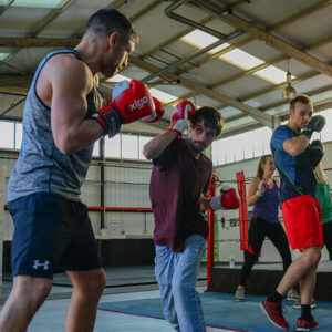 Young people boxing