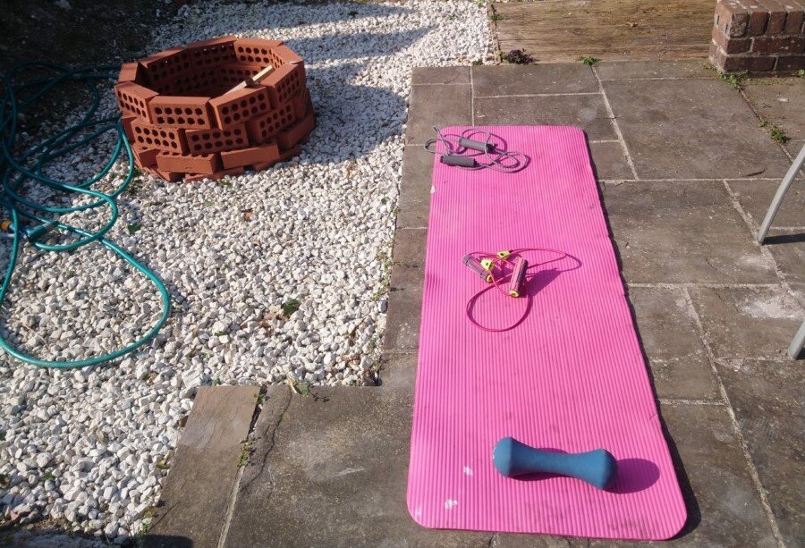 Jen's outdoor workout set up - using exercise to manage emotions