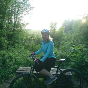 Jen on her bike - cycling to work