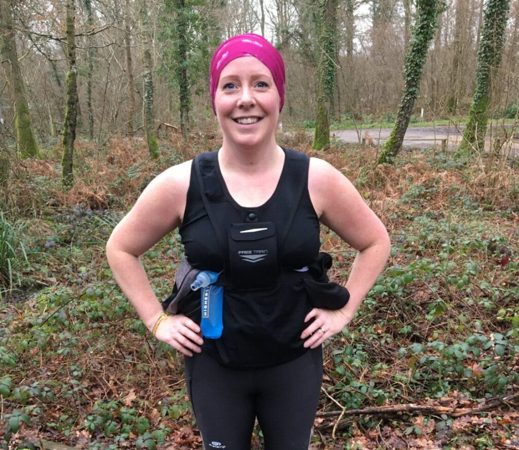 Nancy in the woods exercising