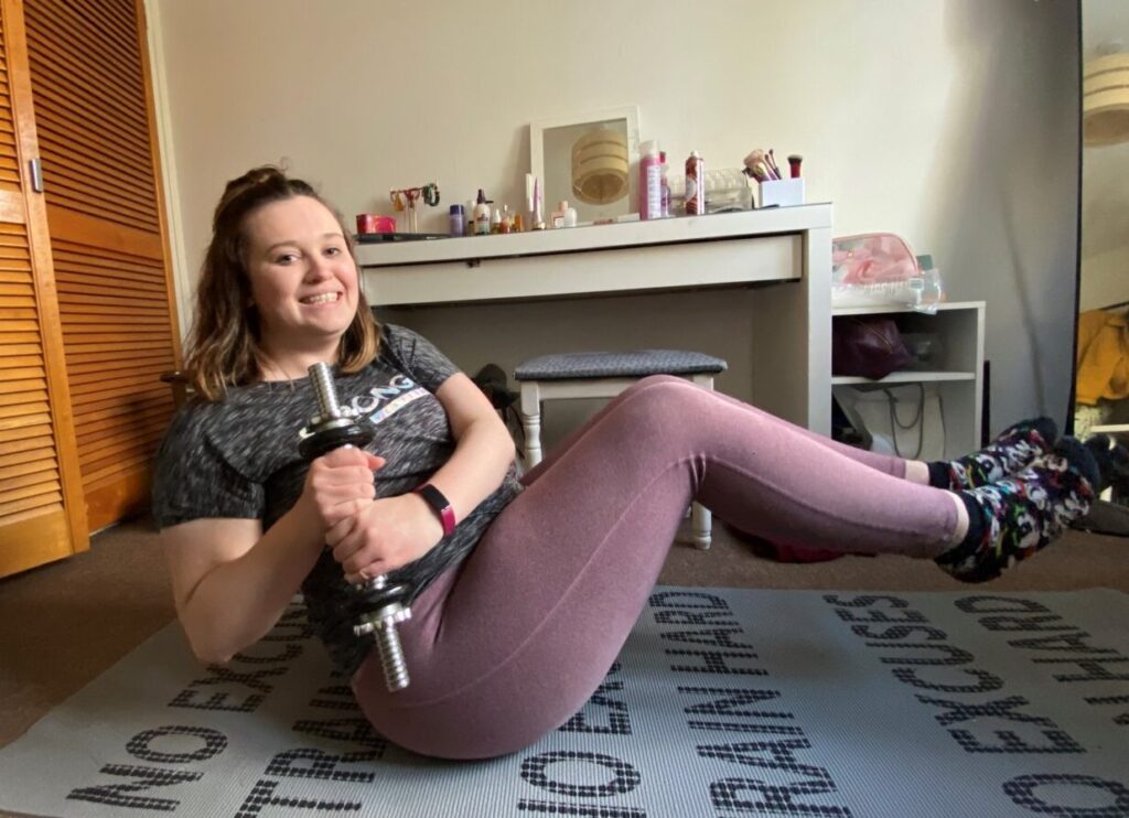 Georgia exercising at home to help with her mental health
