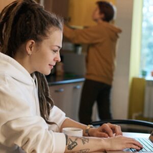 online learning - woman using laptop