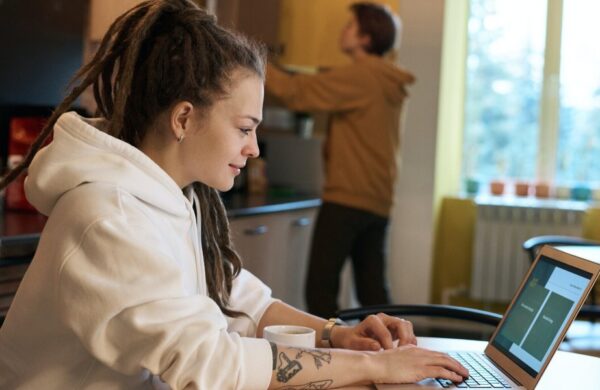 online learning - woman using laptop