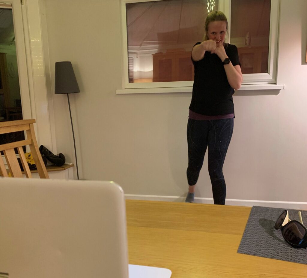 Women doing virtual exercise session