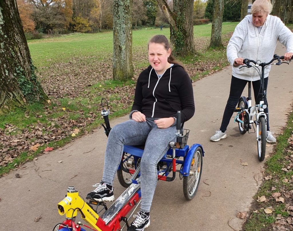 Chantelle on a trike at Cycles4All