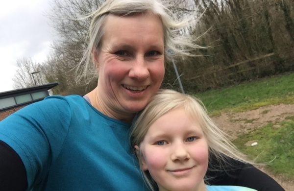 Helen and Evie on a couch to 5k run