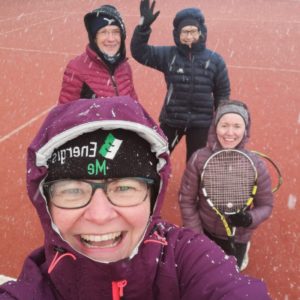 Julie and her three friends from squash